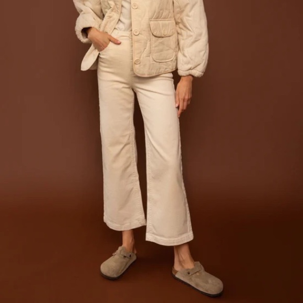 Whimsy & Row Flora Pant in Natural Wide Leg - Picture 3 of 10